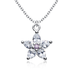Beautiful flowers CZ Crystal Silver Necklace SPE-5137